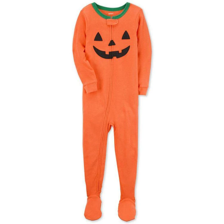 商品Carter's|1-Pc. Pumpkin Face Footed Pajamas, Toddler Boys (2T-5T),价格¥42,第1张图片