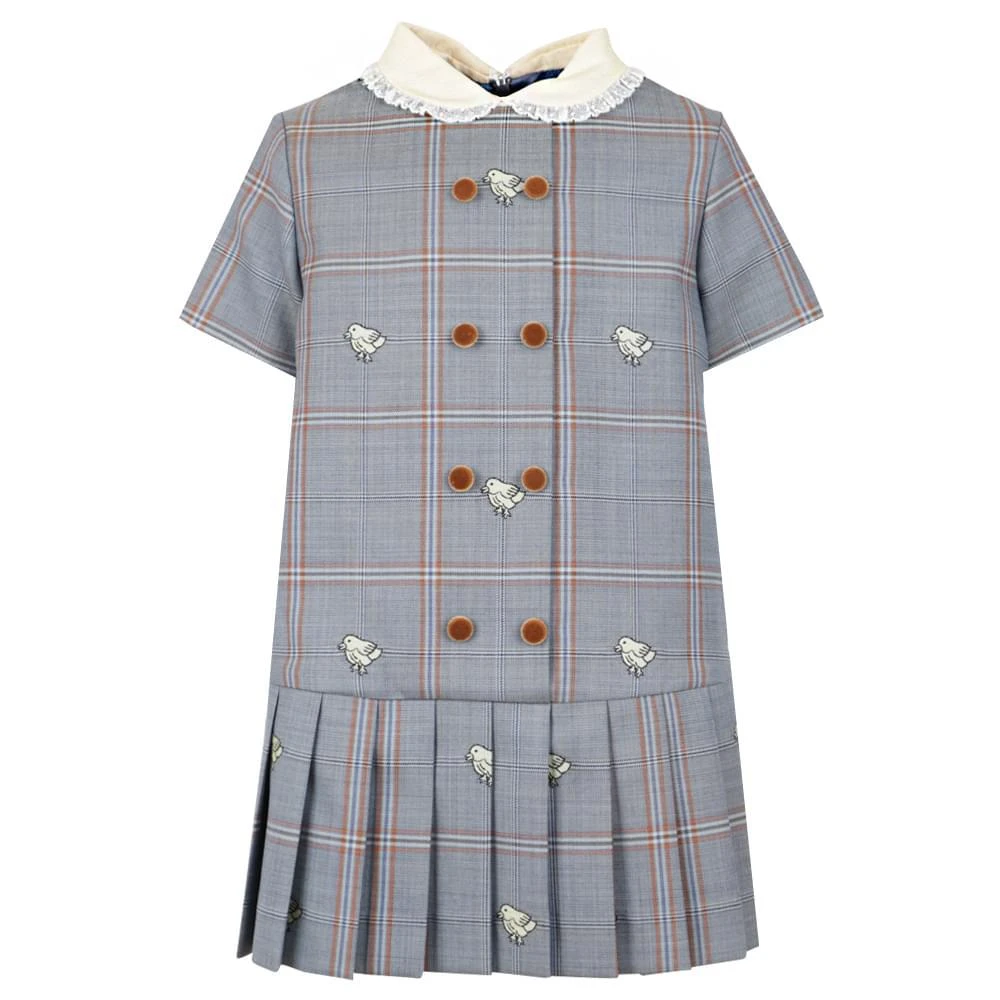 商品Gucci|Plaid Chick Dress Navy,价格¥2640,第1张图片