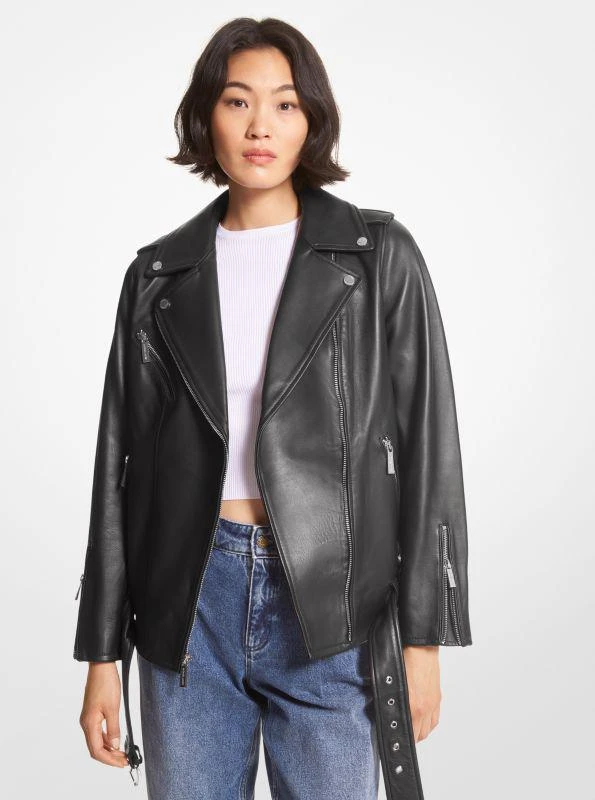 商品Michael Kors|Belted Leather Biker Jacket,价格¥941,第1张图片