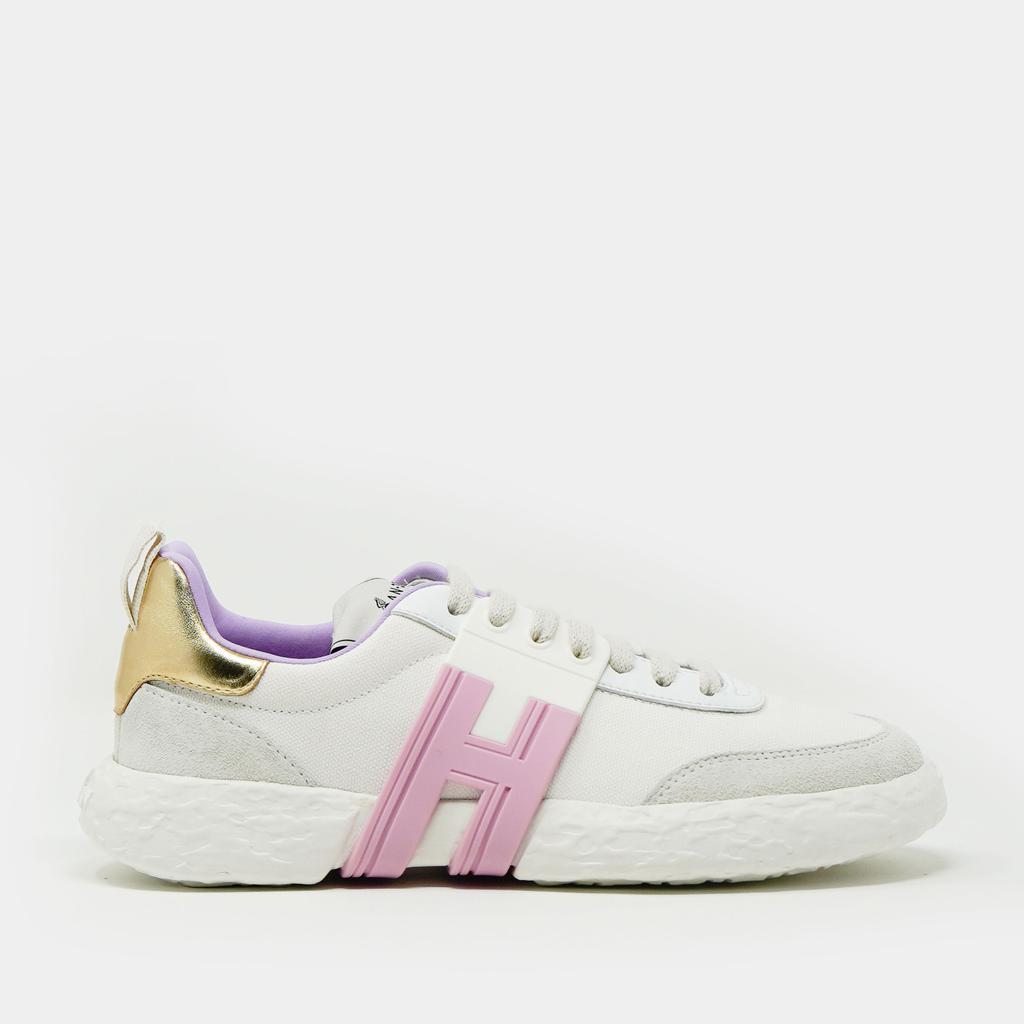 商品hogan|sneakers 3R in pelle bianca interno lilla H rosa,价格¥1927,第1张图片