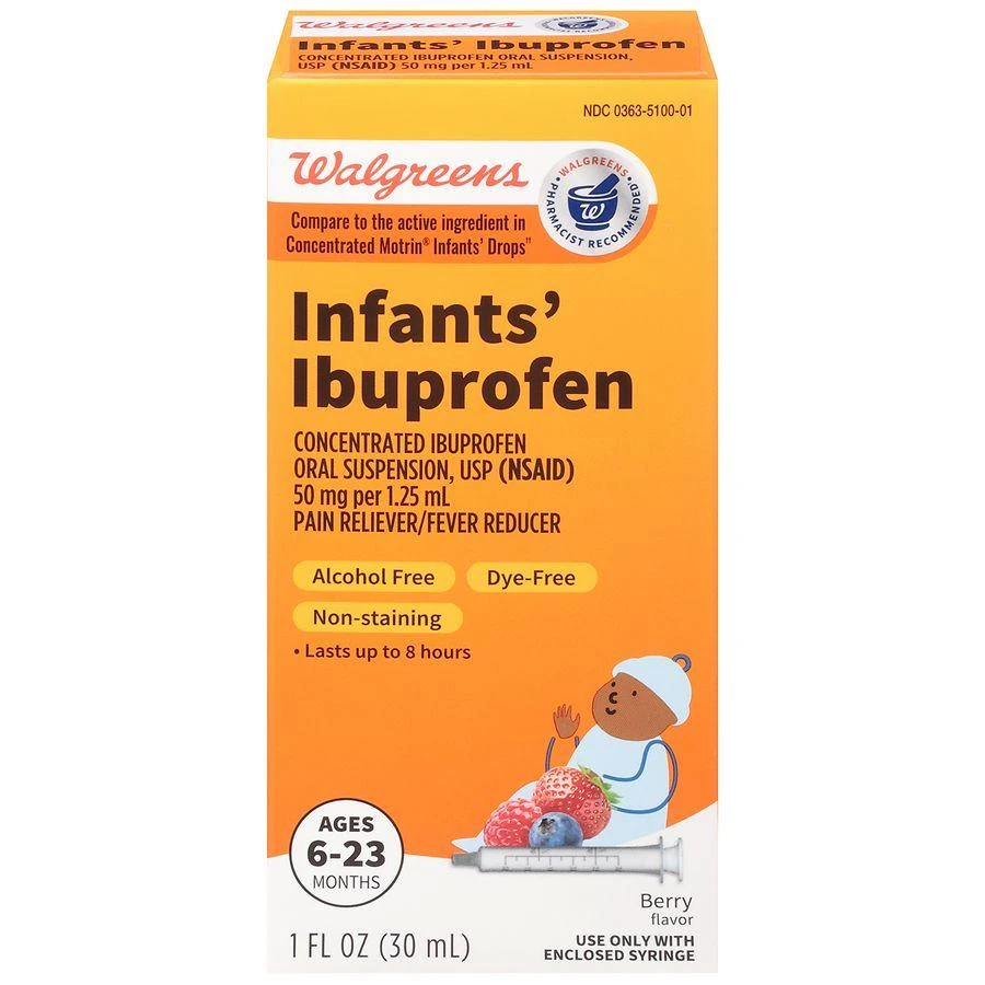 商品Walgreens|Infant Ibuprofen Liquid, Dye Free Berry, Dye-Free,价格¥90,第1张图片