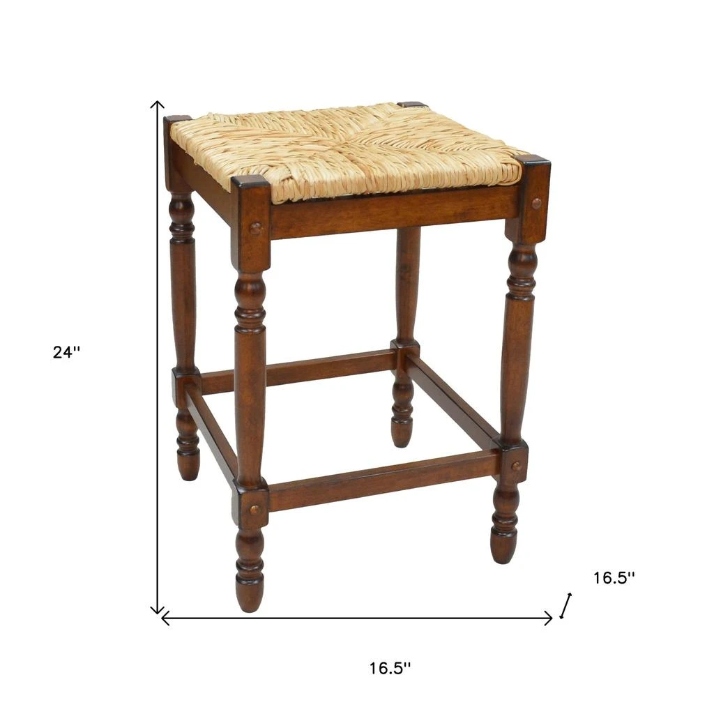 商品Homezia|24" Natural And Chestnut Solid Wood Backless Counter Height Bar Chair,价格¥924,第5张图片详细描述