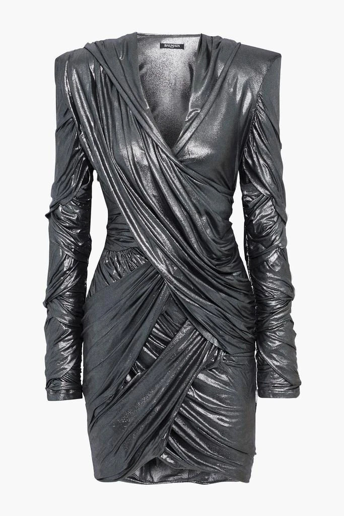 商品Balmain|Draped stretch-lamé mini dress,价格¥11853,第3张图片详细描述