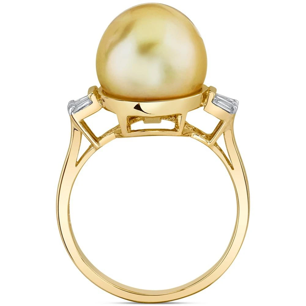 商品Macy's|Cultured Golden South Sea Pearl (11mm) & Diamond (1/5 ct. t.w.) Ring in 14k Gold,价格¥3362,第3张图片详细描述
