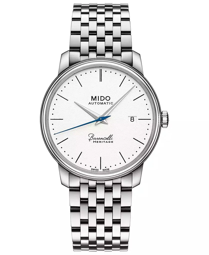 商品MIDO|Men's Swiss Automatic Baroncelli III Heritage Stainless Steel Bracelet Watch 39mm,价格¥8233,第1张图片