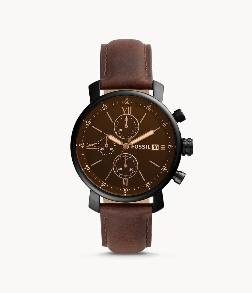 商品Fossil|Fossil Men's Rhett Chronograph, Black-Tone Stainless Steel Watch,价格¥478,第1张图片