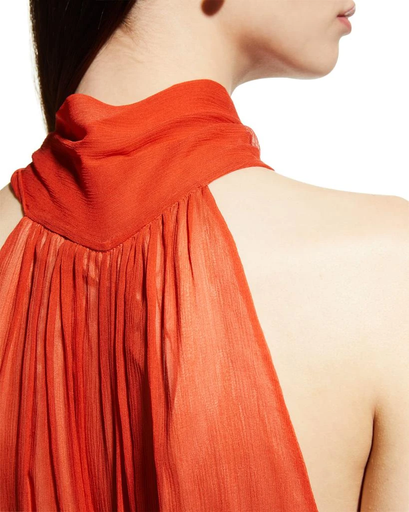 Halter Tie-Bow Crinkled Silk Top 商品