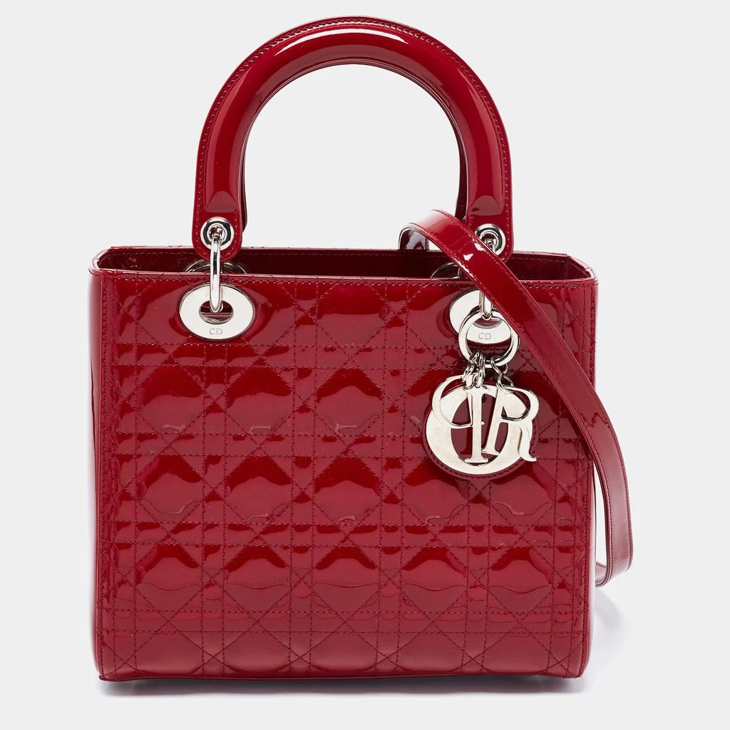 商品[二手商品] Dior|Dior Red Cannage Patent Leather Medium Lady Dior Tote ,价格¥16604,第1张图片