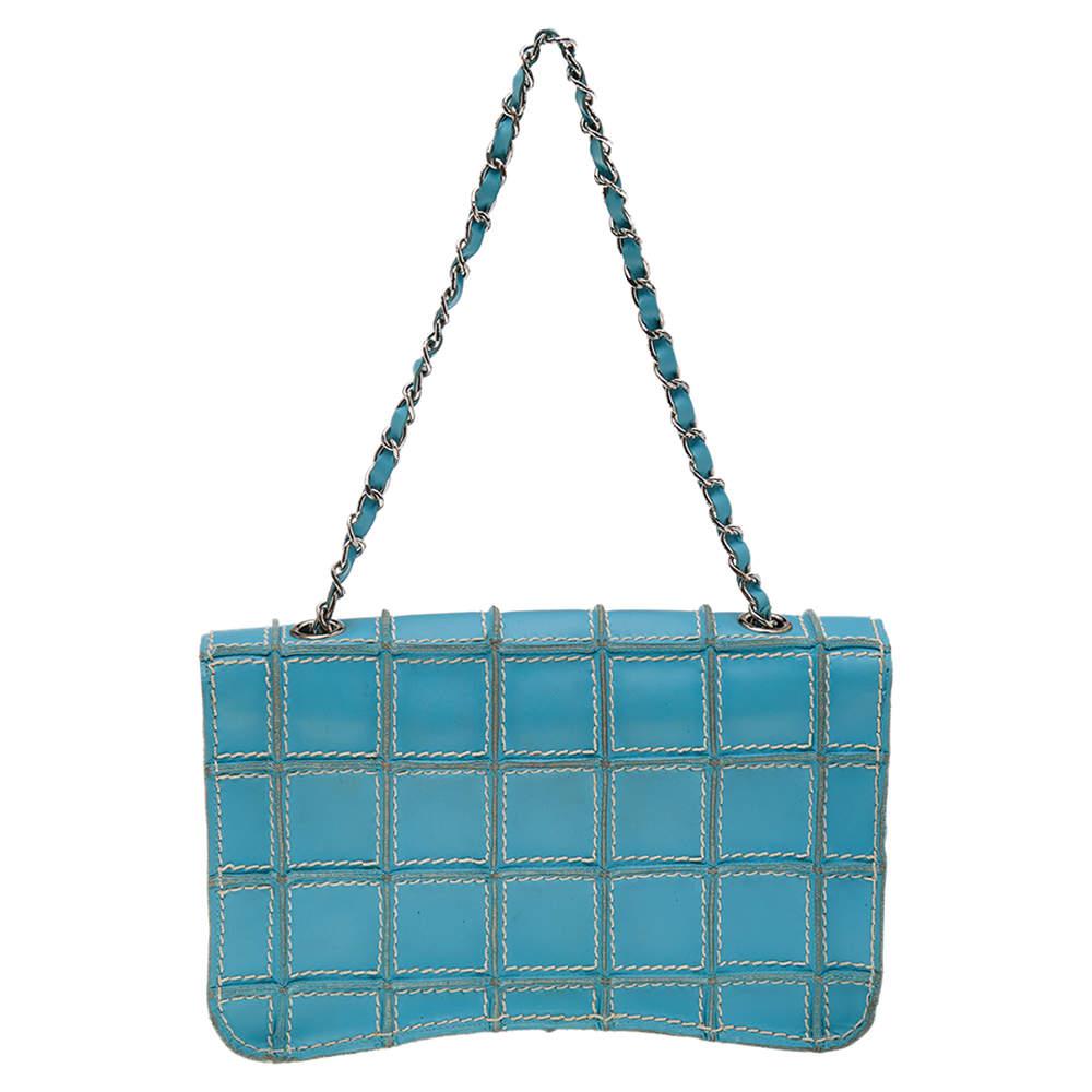 Chanel Light Blue Leather Vintage Square Wild Stitch Bag商品第4张图片规格展示