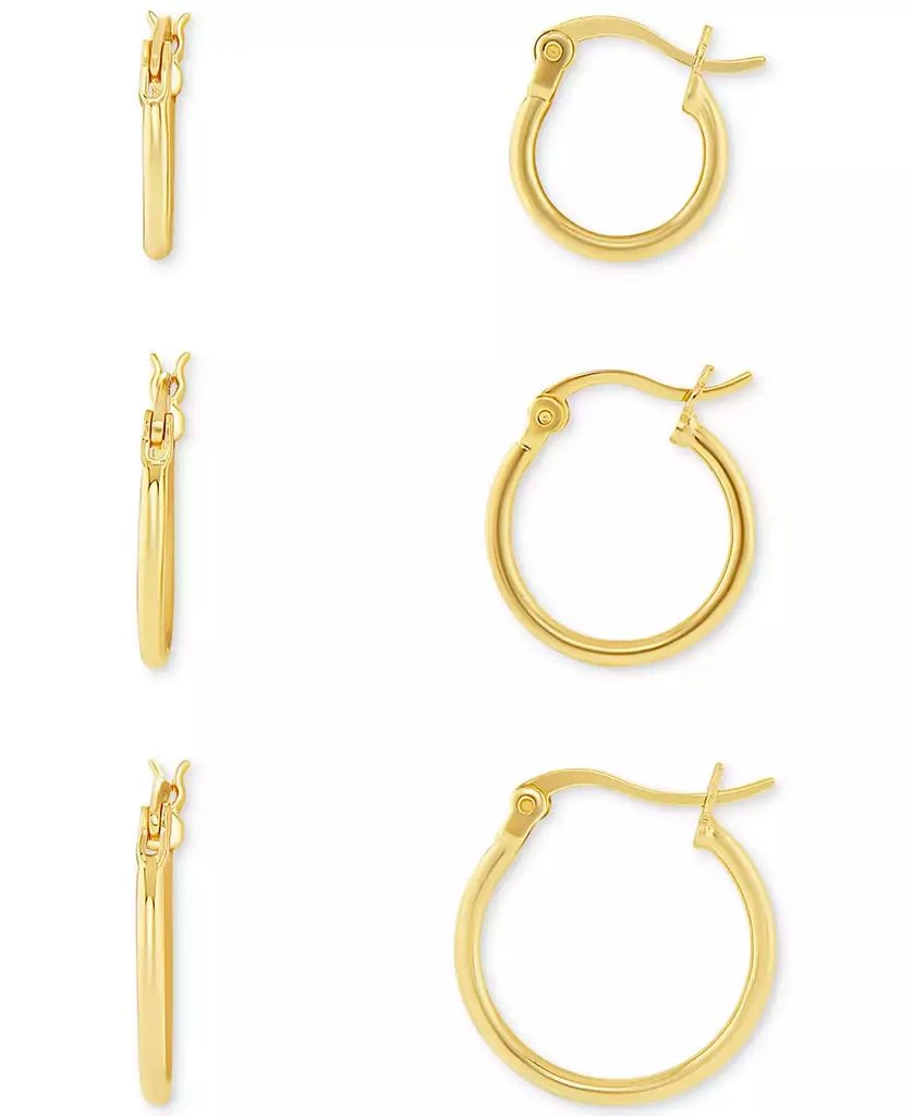 商品Macy's|Polished Hoop Earrings Set in 18k Gold over Sterling Silver, Created for Macy's,价格¥188,第1张图片