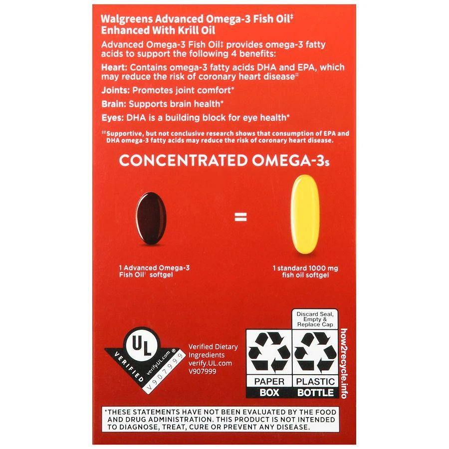 商品Walgreens|Advanced Omega-3 Fish Oil 500 mg Softgels,价格¥226,第4张图片详细描述