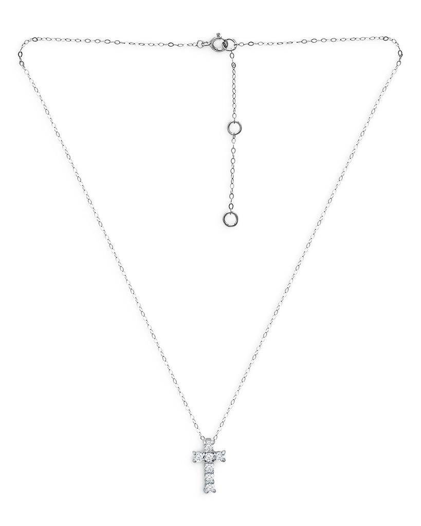 Cubic Zirconia Cross Pendant Necklace in Sterling Silver, 15.5"-17.5" - 100% Exclusive商品第1张图片规格展示