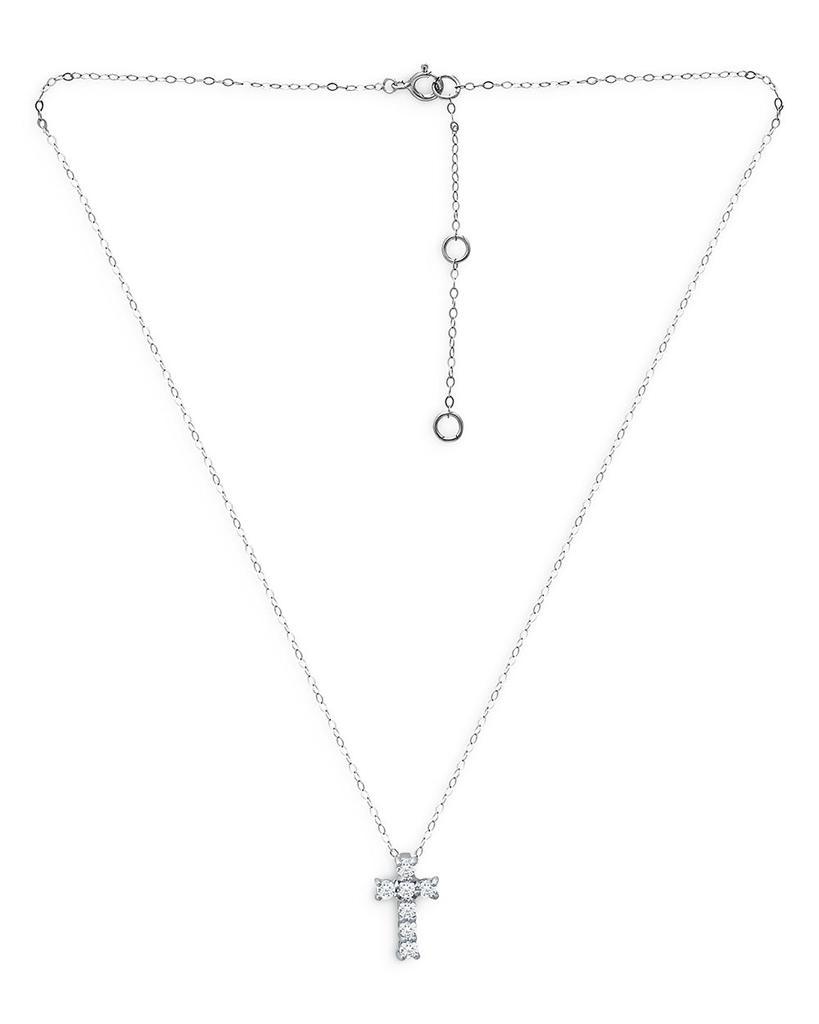商品AQUA|Cubic Zirconia Cross Pendant Necklace in Sterling Silver, 15.5"-17.5" - 100% Exclusive,价格¥478,第1张图片
