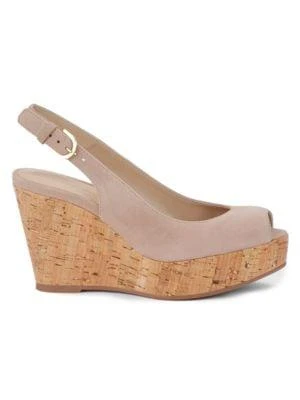 商品Stuart Weitzman|Women's Jean Suede Slingback Wedge Sandals,价格¥1578,第1张图片
