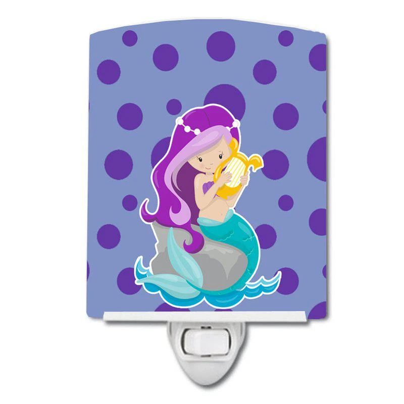 商品Caroline's Treasures|Beach Mermaid Purple Hair Grace Ceramic Night Light,价格¥202,第1张图片