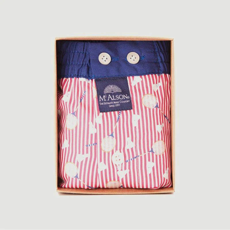 商品Mc Alson|Badminton printed cotton striped shorts Red MC ALSON,价格¥326,第2张图片详细描述