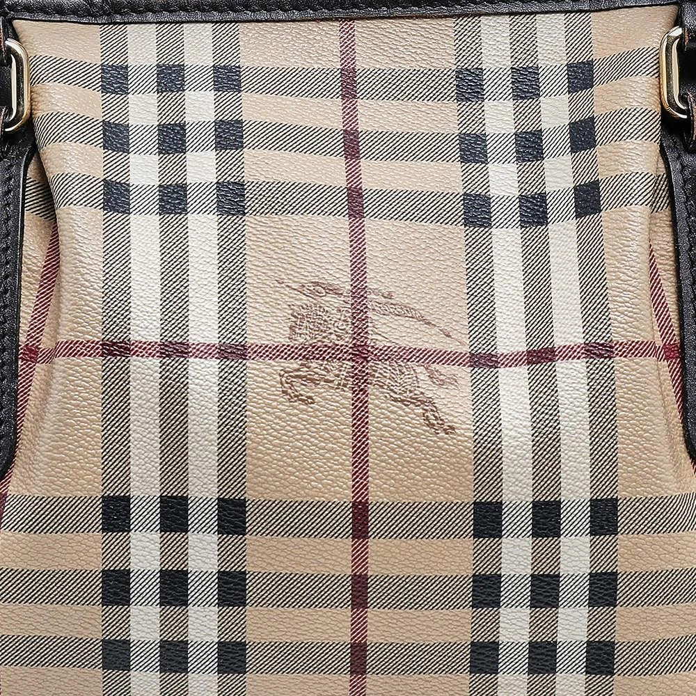 商品[二手商品] Burberry|Burberry Beige/Dark Brown Haymarket Check Coated Canvas And Leather Shoulder Bag,价格¥2222,第5张图片详细描述