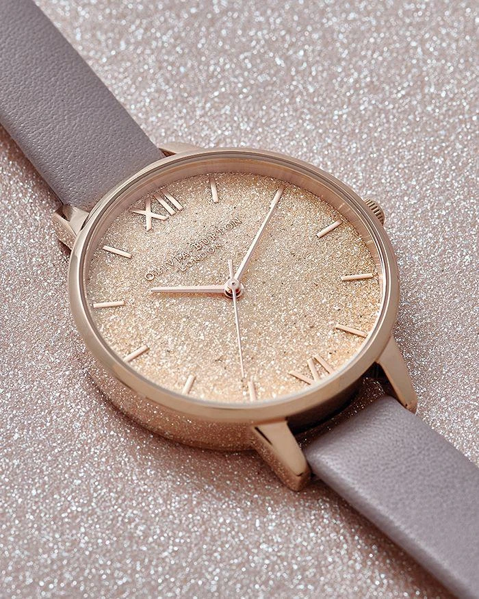 Glitter Dial Gray Lilac Leather Strap Watch, 34mm 商品