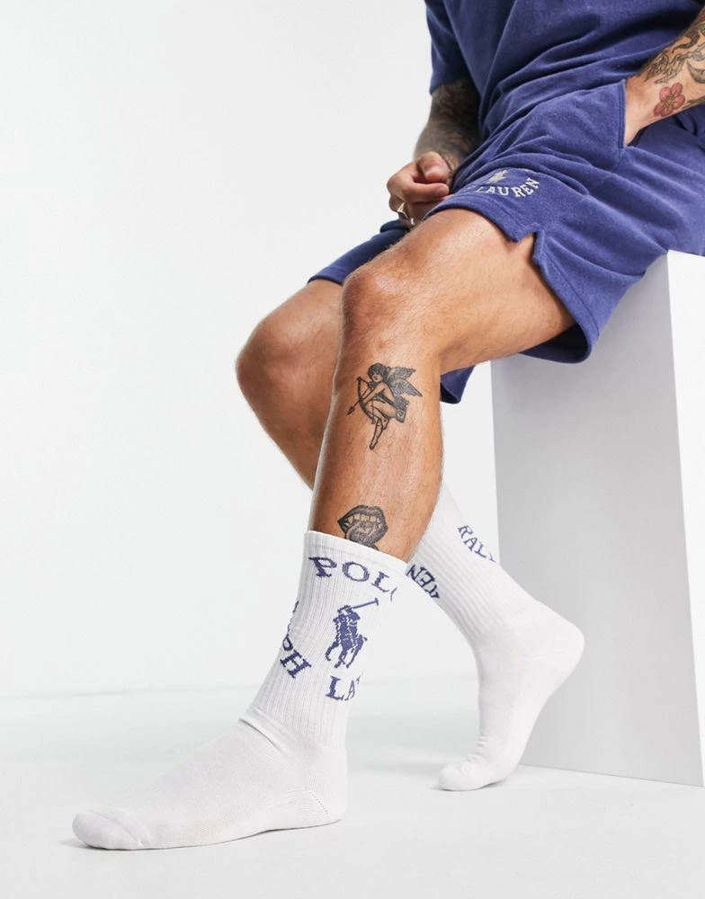 商品Ralph Lauren|Polo Ralph Lauren x ASOS exclusive collab 6 pack sport socks in navy, cream, purple, green with circle logo,价格¥257,第2张图片详细描述