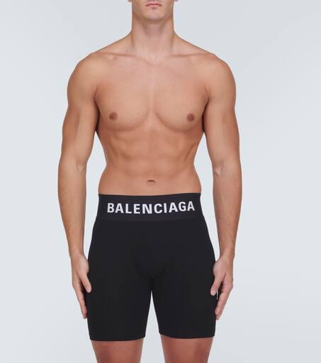 BALENCIAGA Logo Boxer Brief ブラック Balenciaga Men's Logo Boxer Briefs in Black/Black Balenciaga