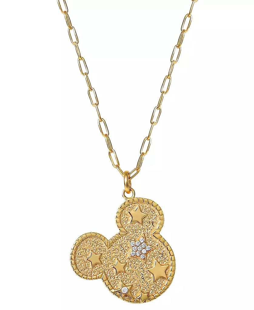 商品Disney|Cubic Zirconia Mickey Mouse Star 18" Pendant Necklace in 18k Gold-Plated Sterling Silver,价格¥1192,第1张图片
