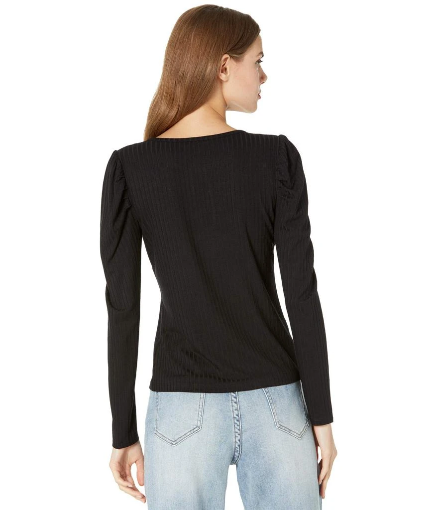商品1. State|Ribbed Puff Long Sleeve Front Tie Top,价格¥362,第2张图片详细描述