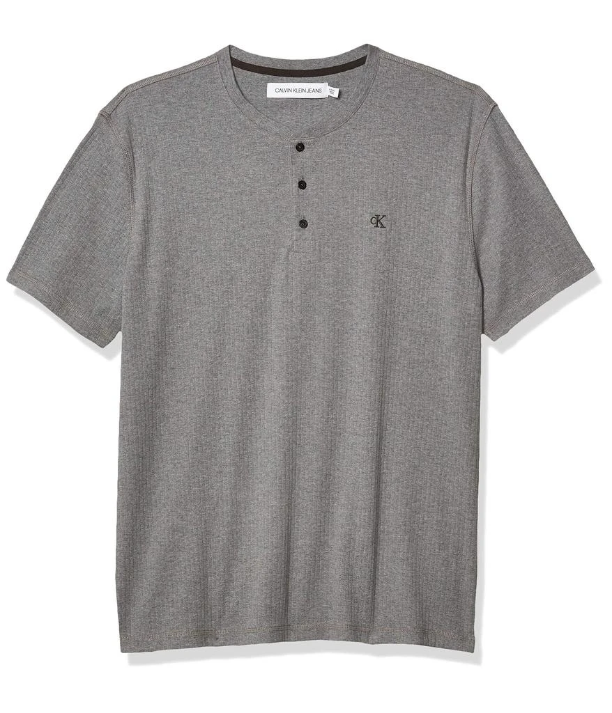 商品Calvin Klein|Men's Short Sleeve Henley Ribbed Logo T-Shirt,价格¥261,第1张图片