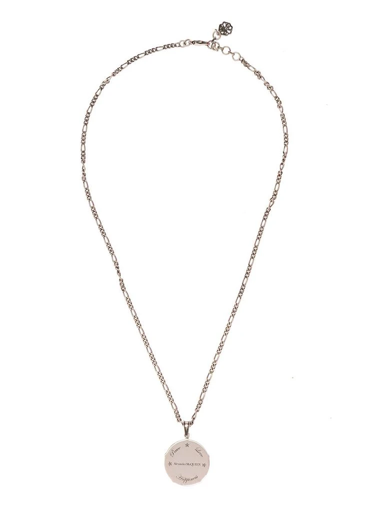 商品Alexander McQueen|Alexander Mcqueen Mans Silver Metal Necklace With Logo Pendant,价格¥2363,第1张图片