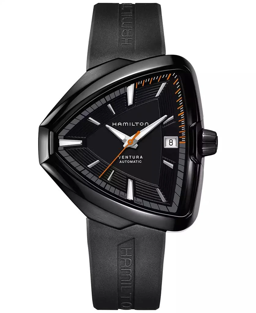 商品Hamilton|Unisex Swiss Automatic Ventura Elvis80 Black Rubber Strap Watch 43x45mm H24585331,价格¥13213,第1张图片