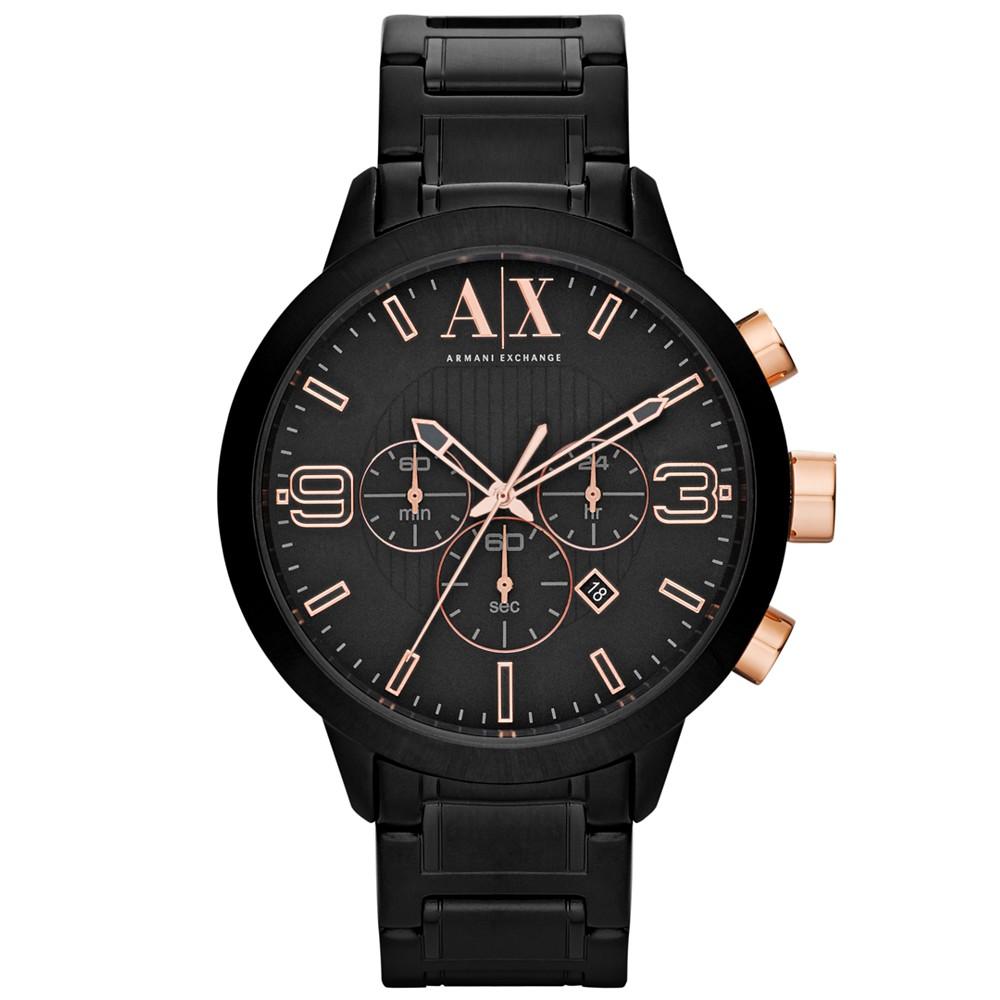 Men's Chronograph Black Stainless Steel Bracelet Watch 49mm商品第1张图片规格展示