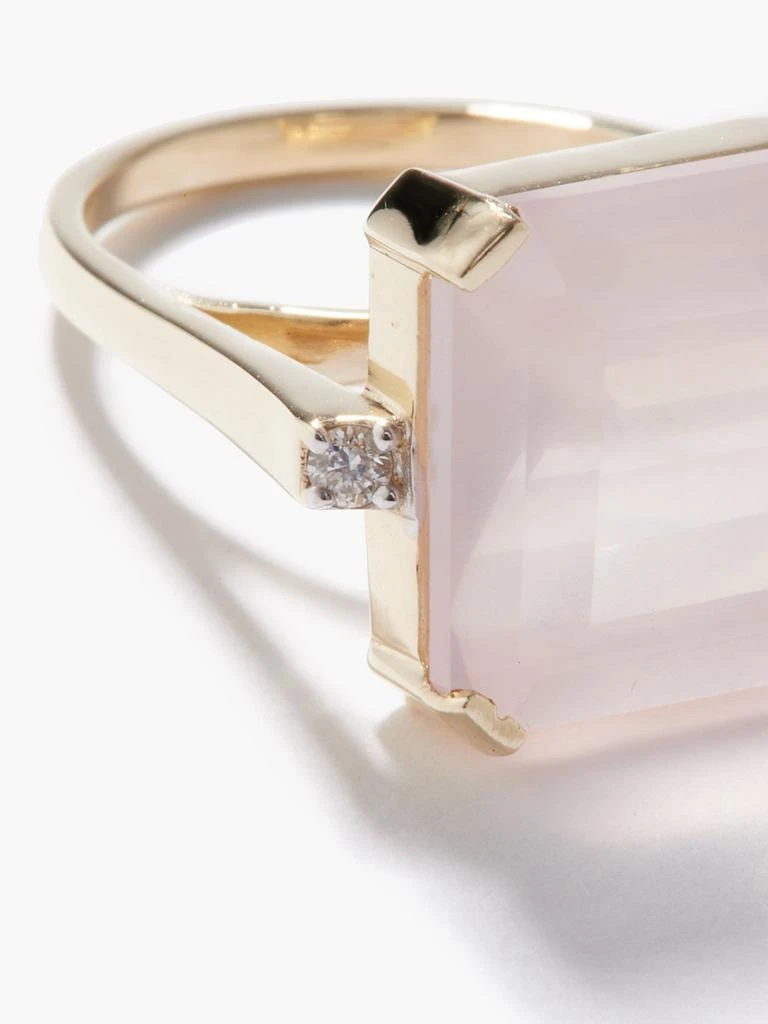 商品MATEO|East West diamond, rose quartz & 14kt gold ring,价格¥17753,第4张图片详细描述