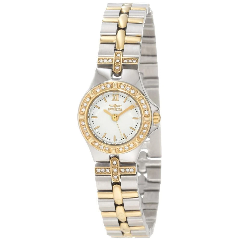 商品Invicta|Invicta 0133 Women's Wildflower Crystal Accented Bezel White Dial Two Tone Bracelet Watch,价格¥347,第1张图片