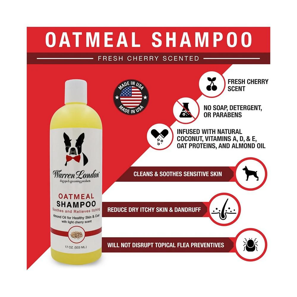 商品Warren London|Oatmeal Dog Shampoo by | For Sensitive Dry Itchy Skin Relief w/ Vitamins & Oat Proteins | Made In USA,价格¥120,第2张图片详细描述