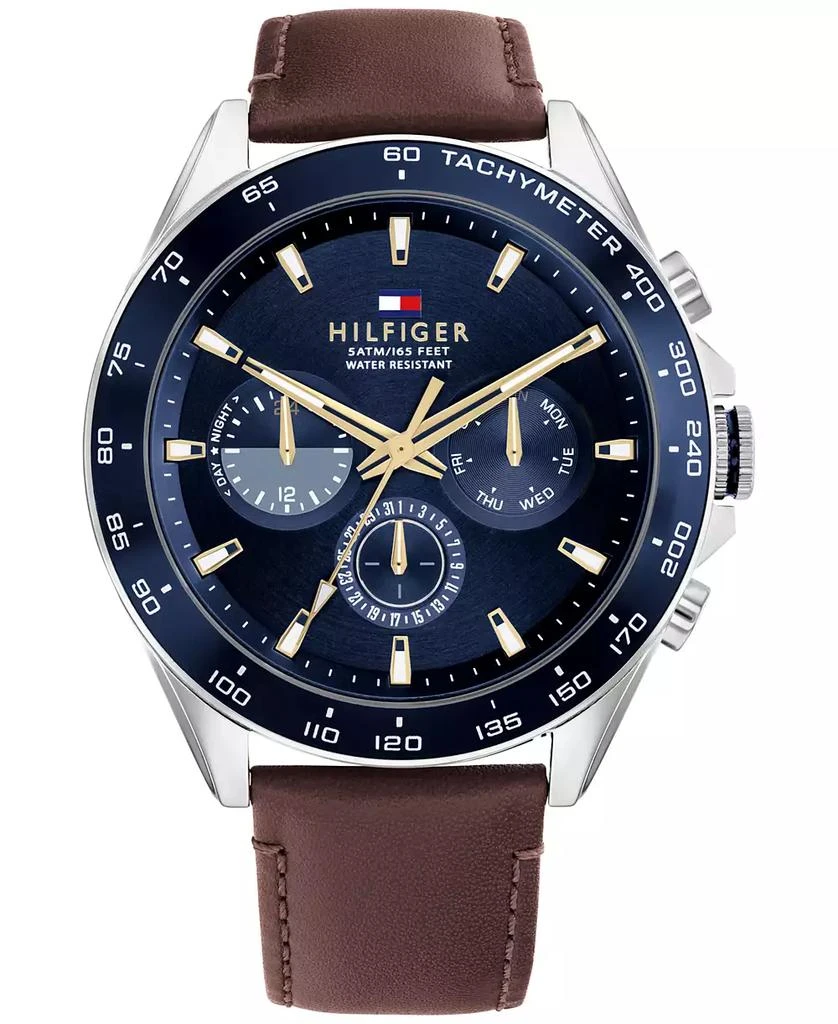 商品Tommy Hilfiger|Men's Brown Leather Strap Watch 46mm,价格¥833,第1张图片