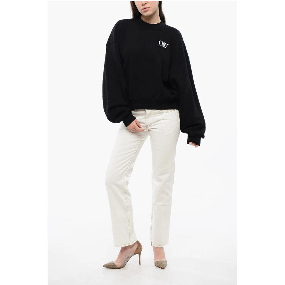 商品Off-White|Off-White Cotton Crew-neck Sweatshirt with Contrast Embroidery,价格¥2885,第4张图片详细描述