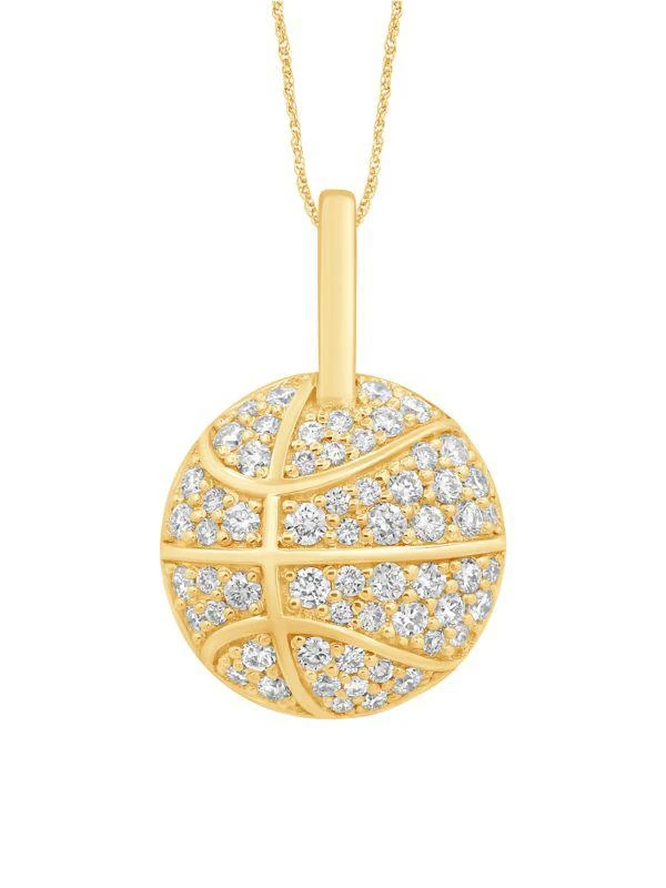 商品Saks Fifth Avenue|Yellow Gold Vermeil & 0.40 TCW Diamond Basketball Pendant Chain Necklace/22",价格¥3952,第1张图片
