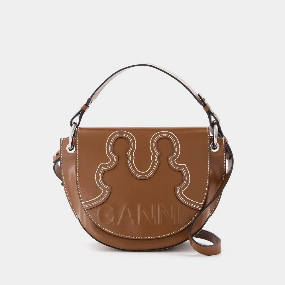 商品Ganni|Banner Western Saddle Bag in Brown Leather,价格¥2439,第1张图片