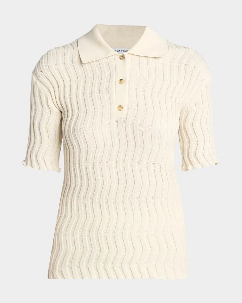 商品Bottega Veneta|Zigzag Knit Short-Sleeve Polo Top,价格¥12492,第1张图片