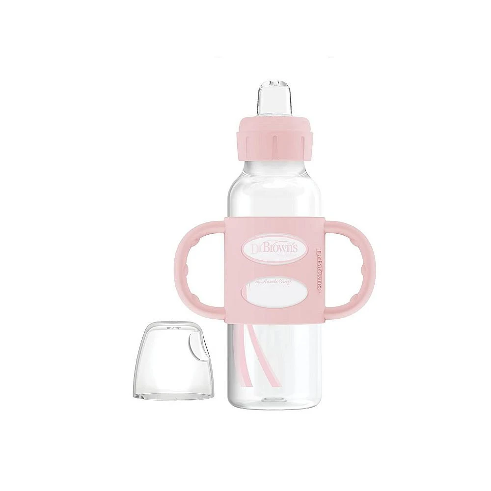 商品Dr. Browns|Narrow Sippy Baby Bottle with 100% Silicone Handles, 8oz, Pink,价格¥121,第1张图片