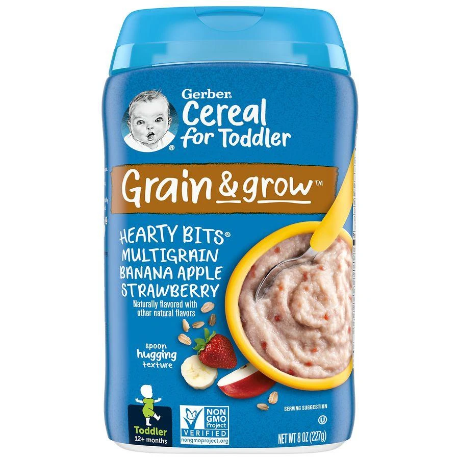 商品Gerber|Grain and Grow, Hearty Bits Multigrain Banana Apple Strawberry,价格¥34,第1张图片