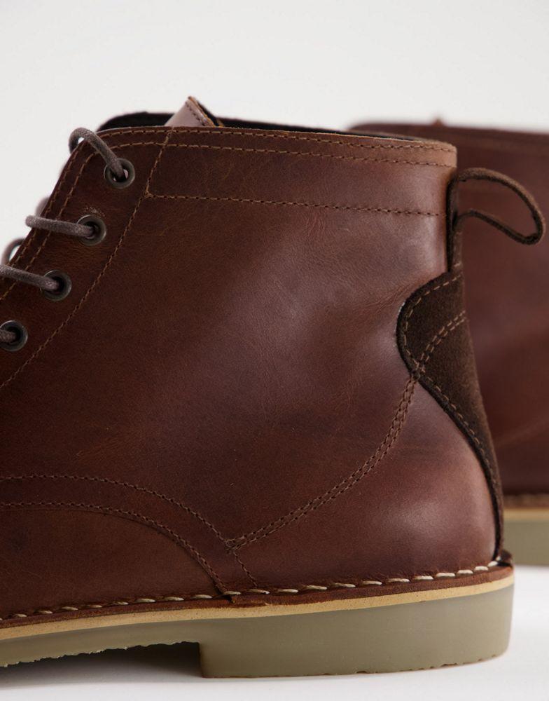 商品ASOS|ASOS DESIGN desert boots in tan leather with suede detail,价格¥317,第6张图片详细描述
