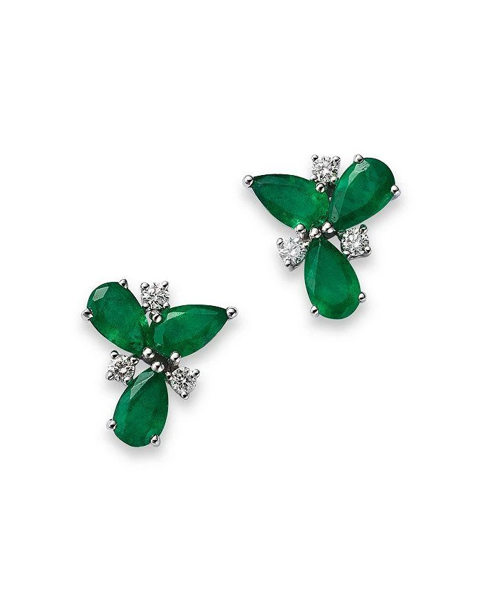 商品Bloomingdale's|Emerald & Diamond Stud Earrings in 14K White Gold - 100% Exclusive,价格¥12707,第1张图片