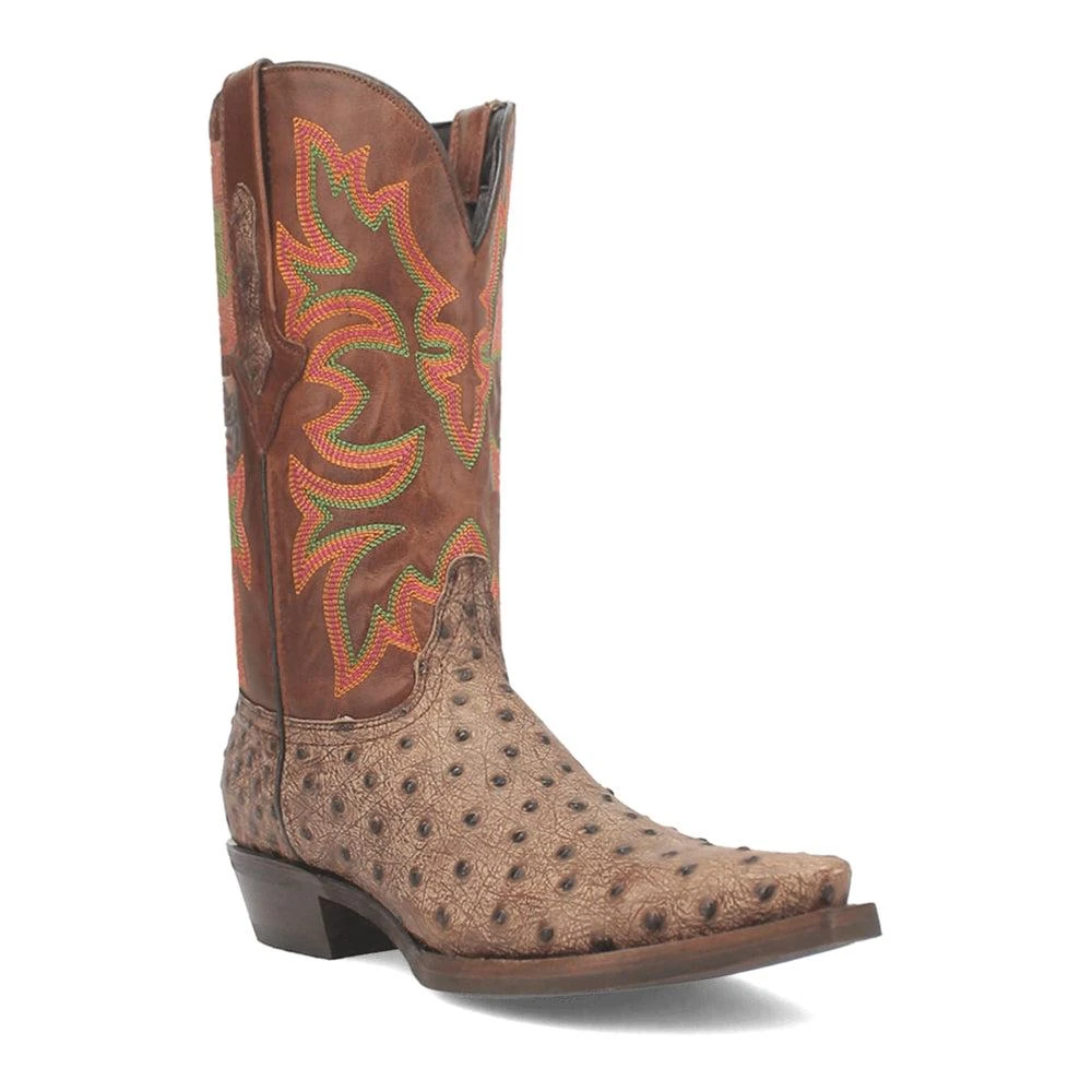 商品Dingo|Outlaw Embroidered Ostrich Print Snip Toe Cowboy Boots,价格¥1132,第2张图片详细描述