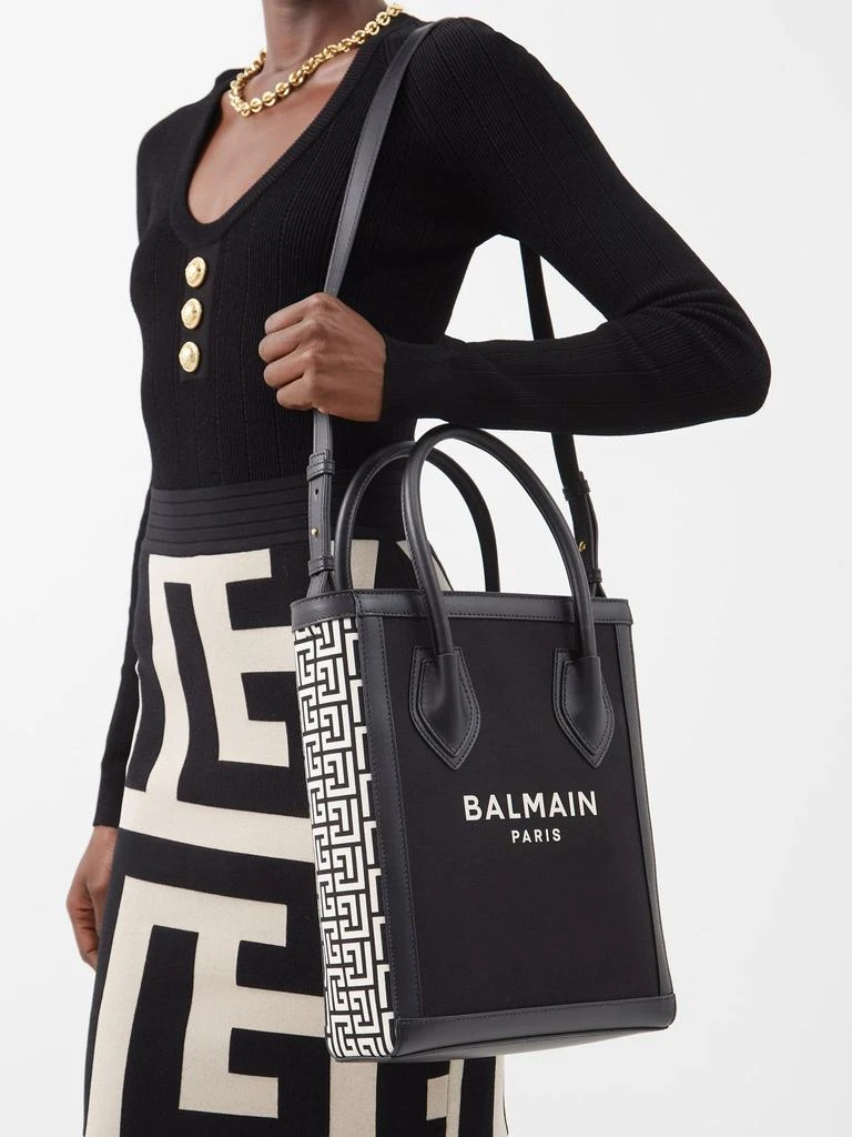 商品Balmain|B-Army leather-trim canvas tote bag,价格¥9531,第2张图片详细描述