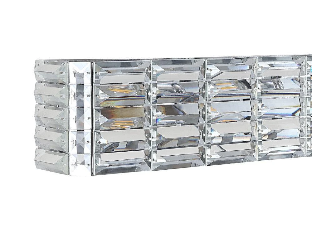 商品JONATHAN Y|Evelyn Crystal Rectangle 31.75" 4-Light Iron/Crystal Glam Modern LED Vanity Light,价格¥1574,第5张图片详细描述