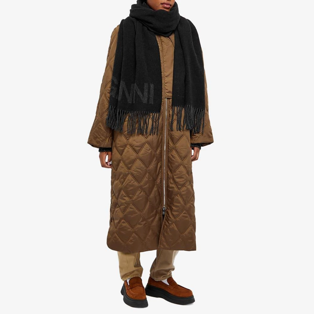 商品Ganni|GANNI Fringed Wool Logo Scarf,价格¥717,第4张图片详细描述