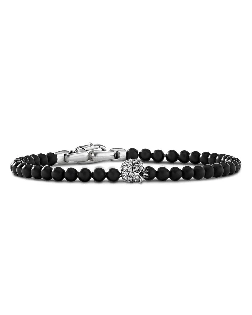商品David Yurman|Sterling Silver Memento Mori Onyx & Diamond Skull Bead Bracelet,价格¥11162,第1张图片