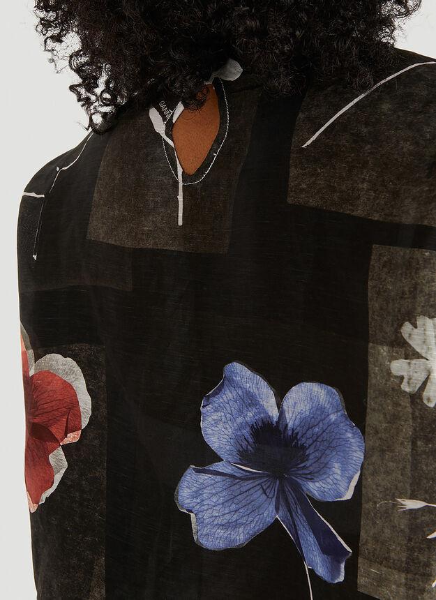 Floral Print Shirt in Black商品第6张图片规格展示