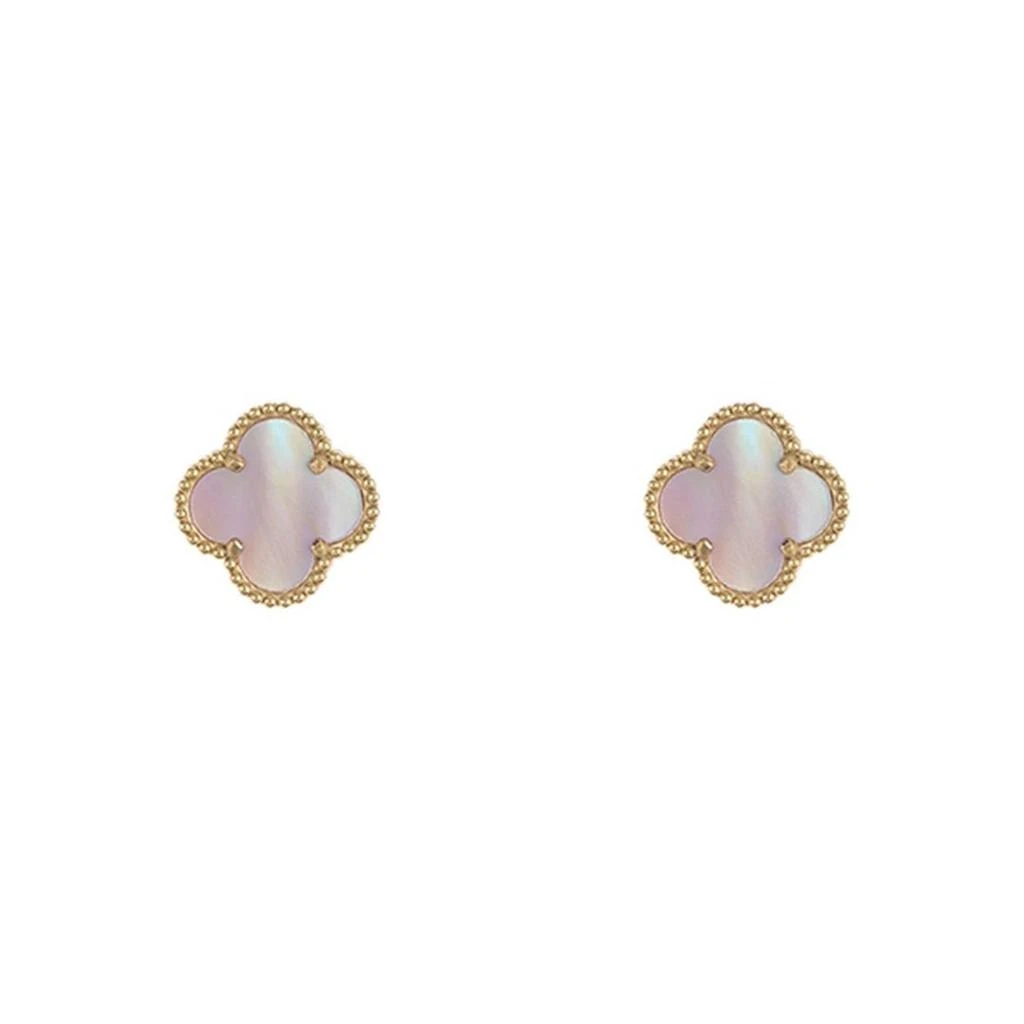 商品ADORNIA|Adornia Quatrefoil Pink Mother of Pearl Clover Stud Earrings gold,价格¥98,第1张图片