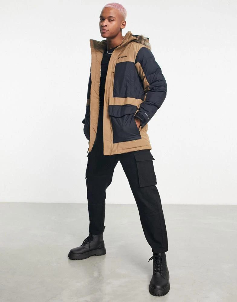 商品Columbia|Columbia Marquam Peak Fusion insulated parka coat in brown and black,价格¥1399,第3张图片详细描述